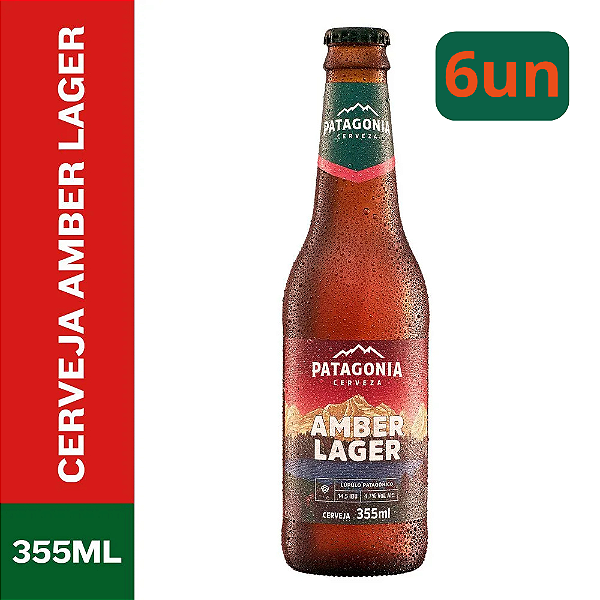 Pack 6un Cerveja Patagonia Amber Lager Long neck 355ml