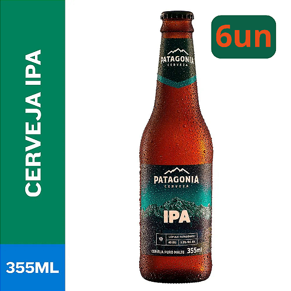 Pack 6un Cerveja Patagonia Ipa Long neck 355ml
