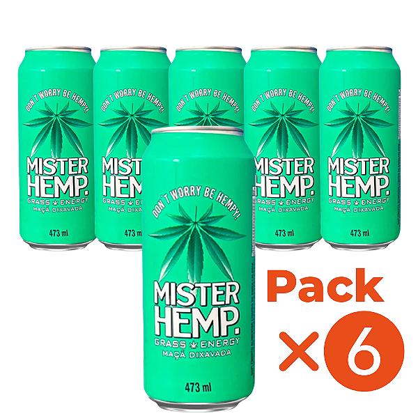 Pack 6un Energético Mister Hemp Maça Dixavada Lata 473ml
