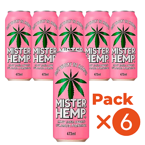 Pack 6un Energético Mister Hemp Melancia Prensada Lata 473ml