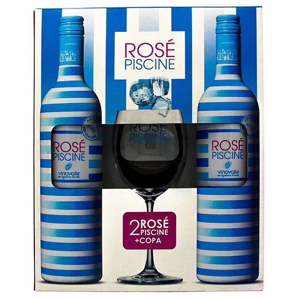 Kit Vinho Francês Rosé Piscine 2 Garrafas + Taça  750ml