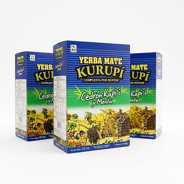 Kit Erva Yerba Mate Kurupi Cedron e Menta 500gr 3un