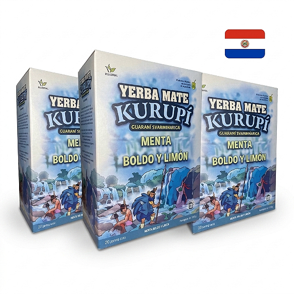 Kit Erva Yerba Mate Kurupi Mega Menta 500gr 3un
