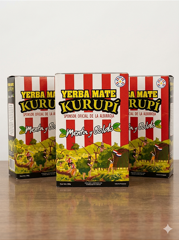 Kit Erva Yerba Mate Kurupi Menta e Boldo Albirroja 3un