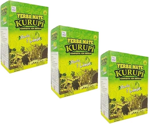 Kit Erva Yerba Mate Kurupi Menta e Limão 500gr 3un