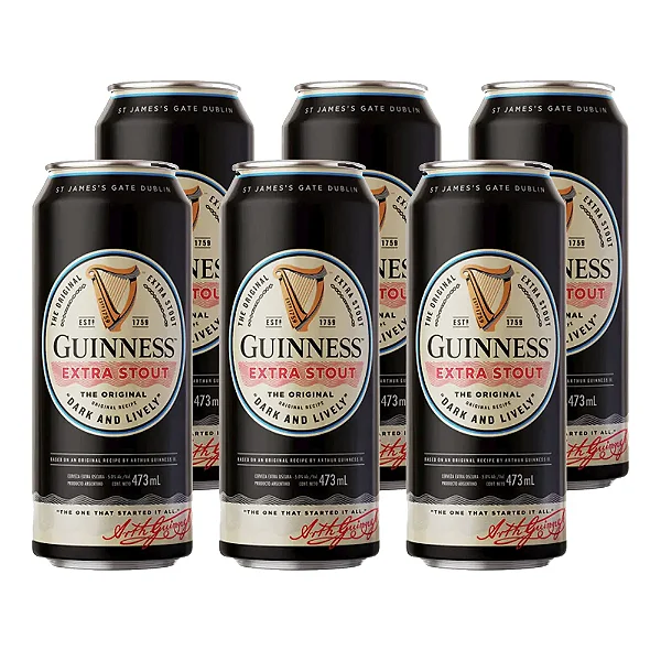 Pack  6un Cerveja Guinness Extra Stout Lata 473ml