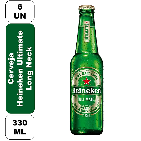 Pack 6un Cerveja Heineken  Ultimate Long Neck 330ml