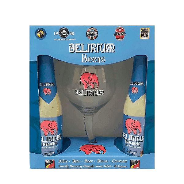 Kit Cerveja Delirium Tremens 2 Long Neck + Taça