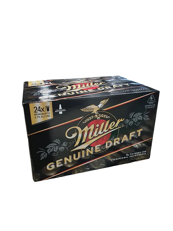 Cerveja Miller Genuine Draft Importada Long  355ml  Cx 24un