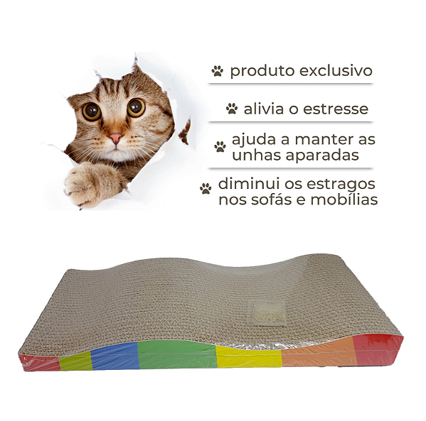 Arranhador Ondulado 42cm x 20cm x 4,5cm para Gatos com Erva de Gato Catnip