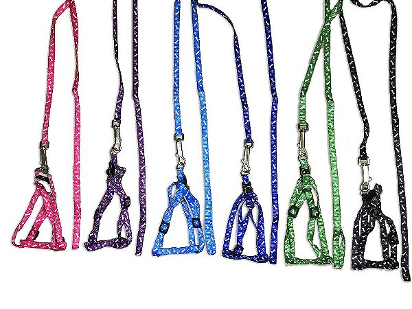 Coleira + Guia Pet 1.1m de Comprimento Tórax Ajustável 18cm a 32cm Pequeno Porte