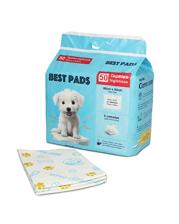 Tapete Higiênico Best Pads 50 Unidades 80x60cm Cães E Gatos