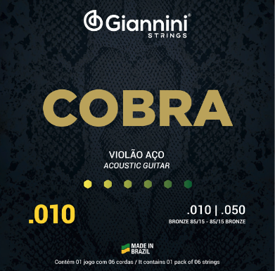 ENCORDOAMENTO VIOLÃO BRONZE 85/15 0.010 GIANNINI GEEFLE