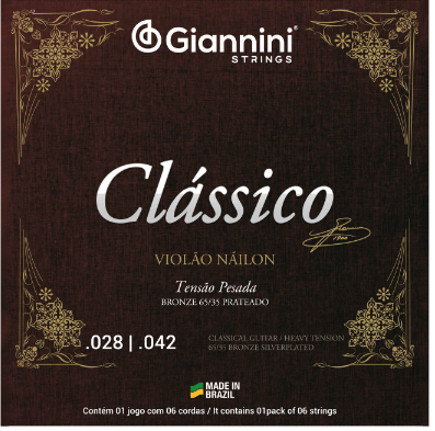ENCORDOAMENTO PARA VIOLÃO CLASSÍCO NÁILON GIANNINI TENSÃO PESADA