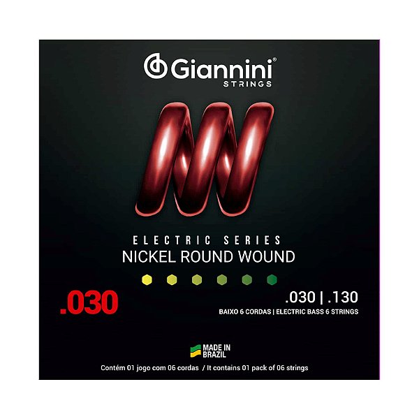 ENCORDOAMENTO PARA CONTRABAIXO 6 CORDAS AÇO 030/130 NICKEL GIANNINI