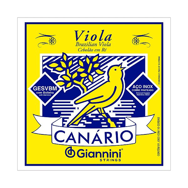 ENCORDOAMENTO PARA VIOLA CEBOLÃO EM RÉ CANÁRIO GIANNINI