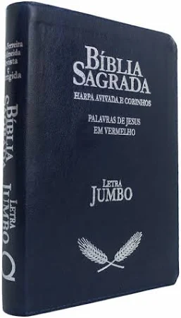 BIBLIA JUMBO COM HARPA ZIPER PJV AZUL EDIFIQUE