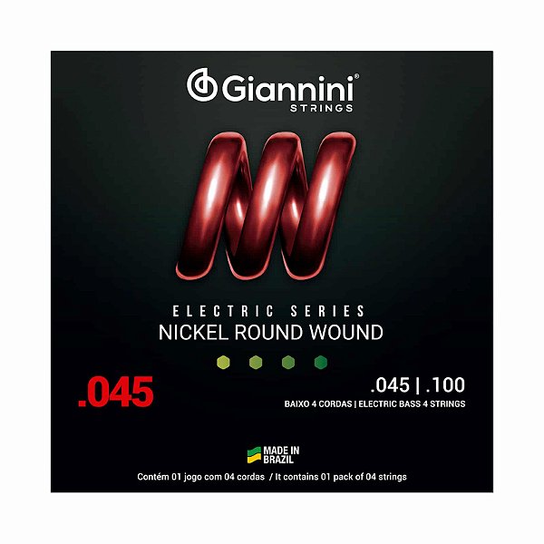 ENCORDOAMENTO PARA CONTRABAIXO 4 CORDAS AÇO 045/100 NICKEL GIANNINI