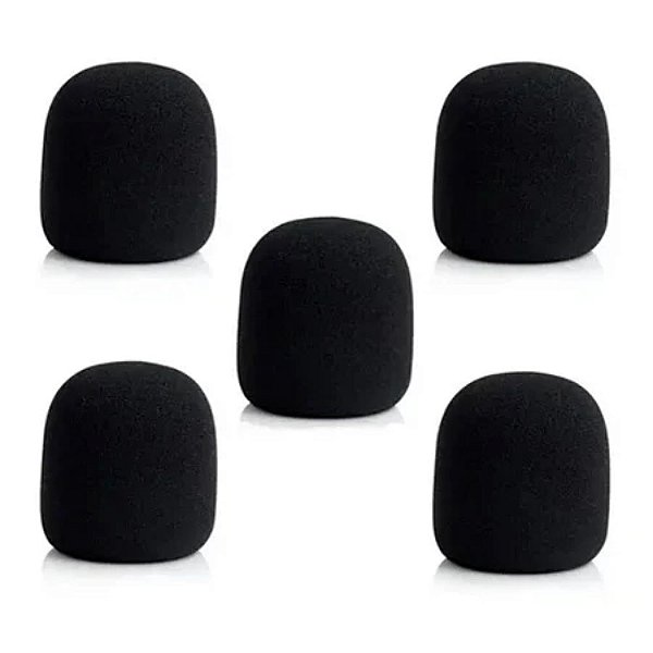 KIT COM 5 ESPUMAS PROTETORAS PRETAS MXT PARA MICROFONE