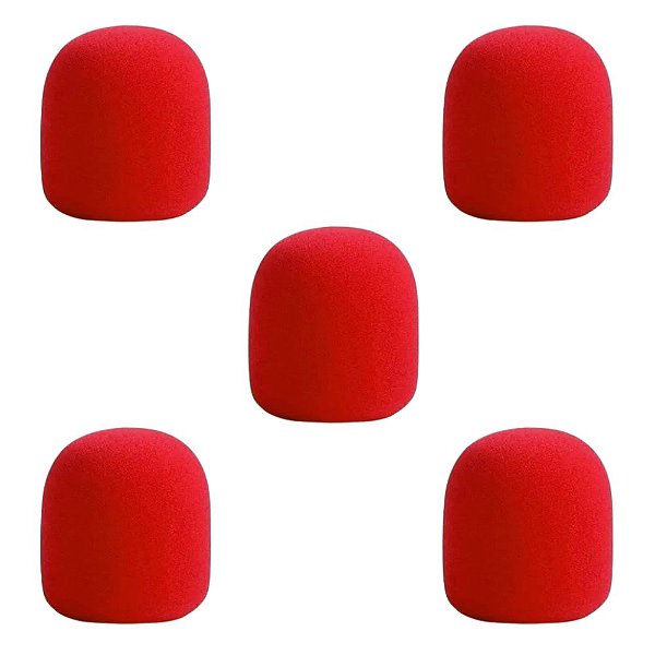 KIT COM 5 ESPUMAS PROTETORAS VERMELHAS MXT PARA MICROFONE