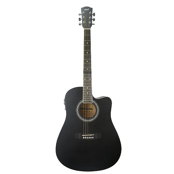 VIOLÃO AÇO ELETROACÚSTICO CUTAWAY PRETO FOSCO MXT QAG41-EQBK