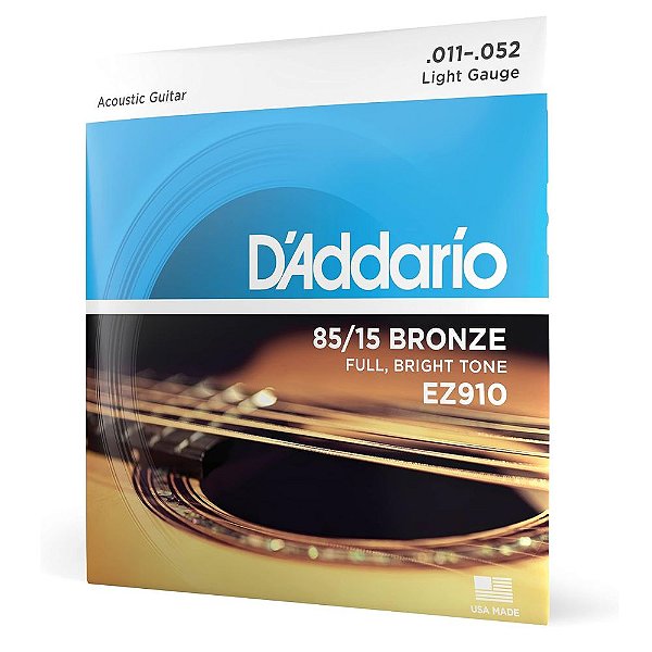 ENCORDOAMENTO PARA VIOLÃO AÇO 0.11/0.52 LIGHT GAUGE EZ910 DADDARIO