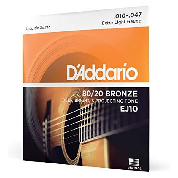 ENCORDOAMENTO PARA VIOLÃO AÇO 0.10/0.47 EXTRA LIGHT GAUGE DADDARIO