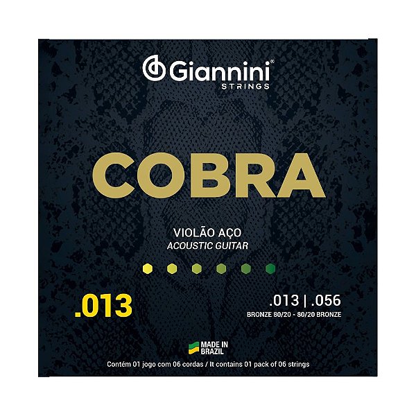 ENCORDOAMENTO PARA VIOLÃO AÇO 013 COBRA BRONZE 80/20 GIANNINI