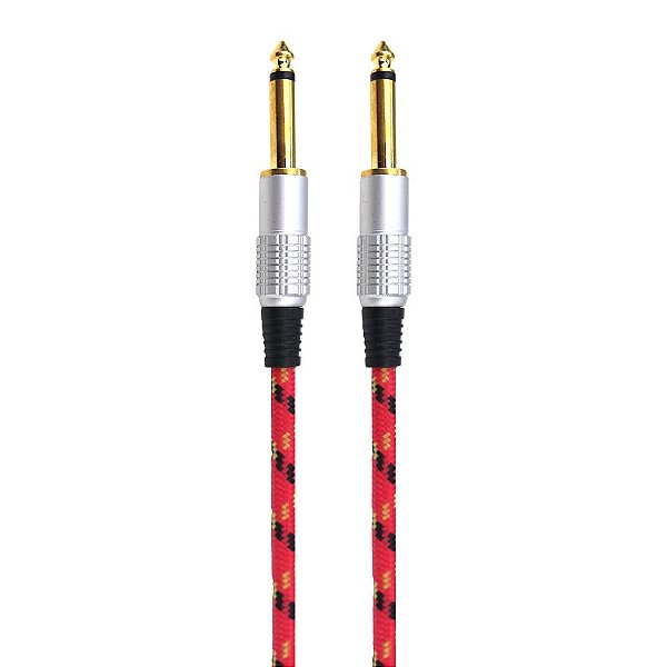 CABO DE GUITARRA P10 MONO NAILON  VERMELHO 5 MTS