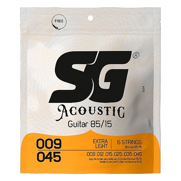 ENCORDOAMENTO PARA VIOLÃO AÇO 009 BRONZE 85/15 SG