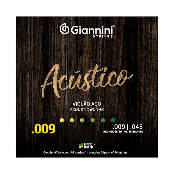 ENCORDOAMENTO PARA VIOLÃO AÇO 0.09 ACÚSTICO 65/35 GESWAL GIANNINI