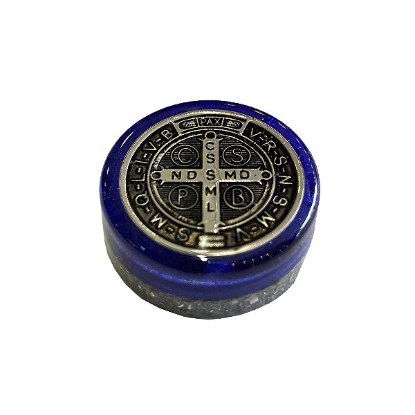 Bolso/Bolsa 4cm com Pingente Medalhão de São Bento - Azul