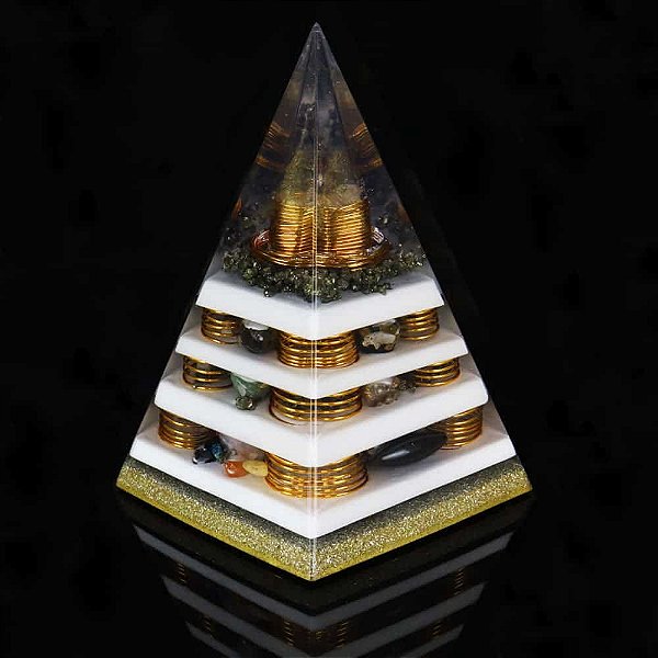 Orgonite Personalizado Pirâmide com Hematitas Magnetizadas 30 a 32cm