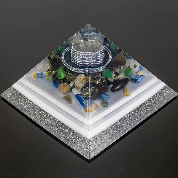 Orgonite Personalizado Pirâmide Gizé 19cm com Hematitas Magnetizadas
