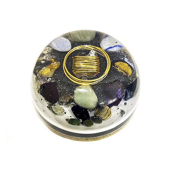 Orgonite Meia Esfera Grande 14.5cm - Dourada
