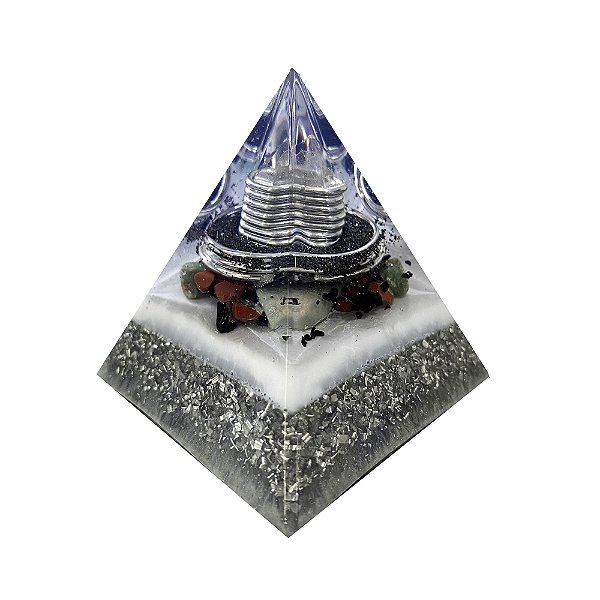 Orgonite Mini Pirâmide de 7cm - Prata
