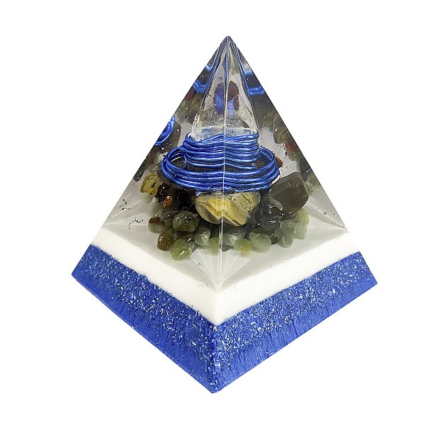 Orgonite Pirâmide de 10cm - Azul