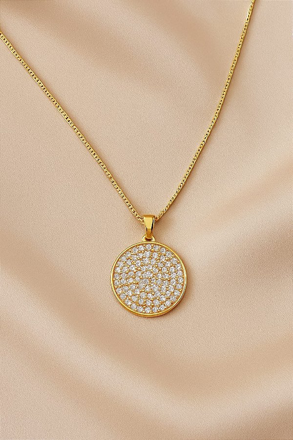 Pingente de Orgonite Banhado a Ouro e com Zircônia