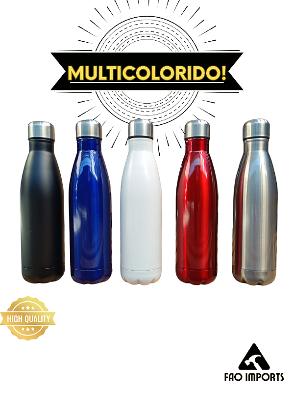 GARRAFA TÉRMICA 500ML ESPORTIVA BICO FINO (MULTICOLORIDO)