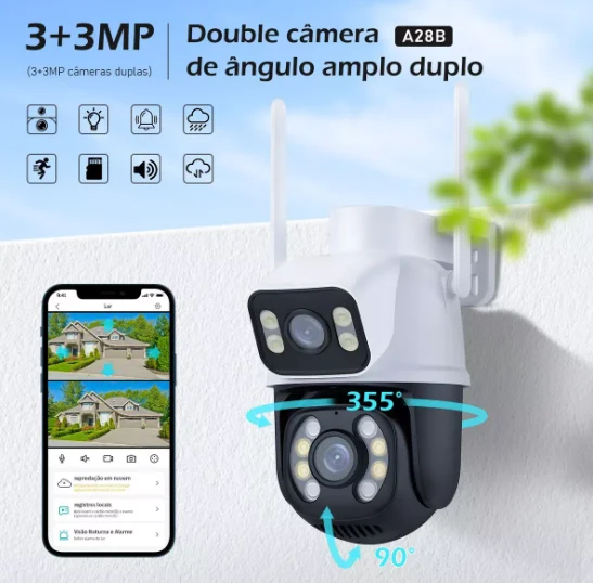Camera Segurança Externa Lente Dupla Rastreamento Zoom A28b