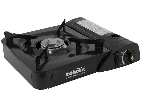 Fogareiro Camping a Gás Portátil Echolife Double com Acendedor Automático