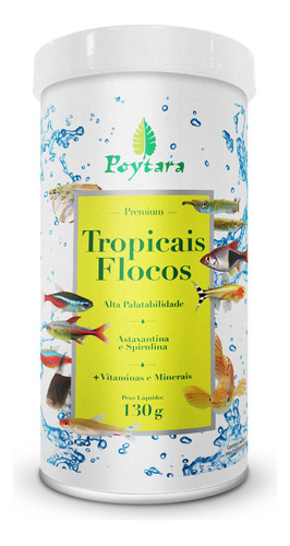Ração Poytara Tropicais Flocos 130g