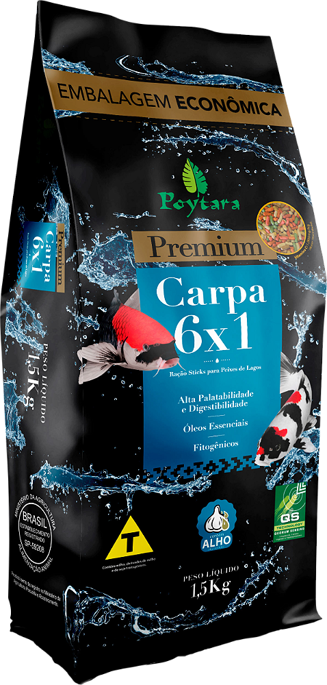 Ração Poytara Premium Carpa 6x1 - 1,5kg