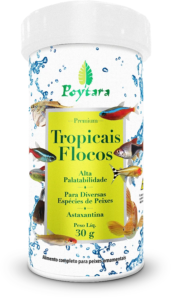 Ração Poytara Tropicais Flocos 30g