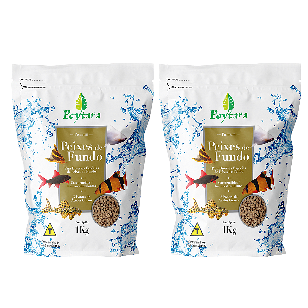 Ração Peixes de Fundo Poytara 1kg - Kit com 2 unidades (2kg)