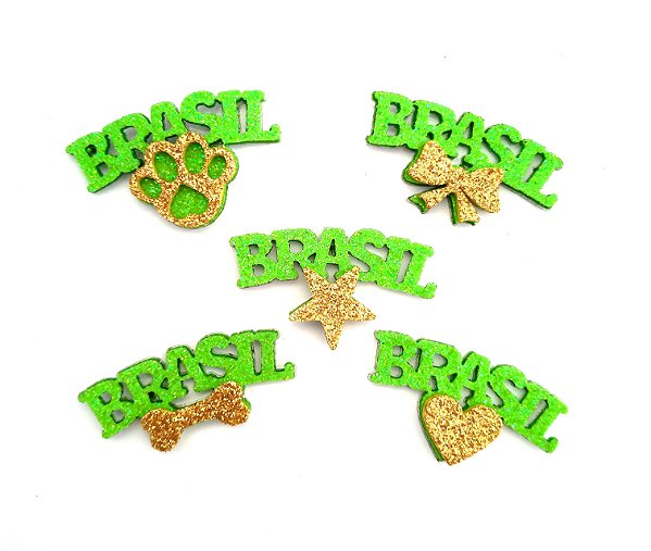 5 Adesivos Pet Brasil Verde com detalhe Dourado Copa do Mundo 2026