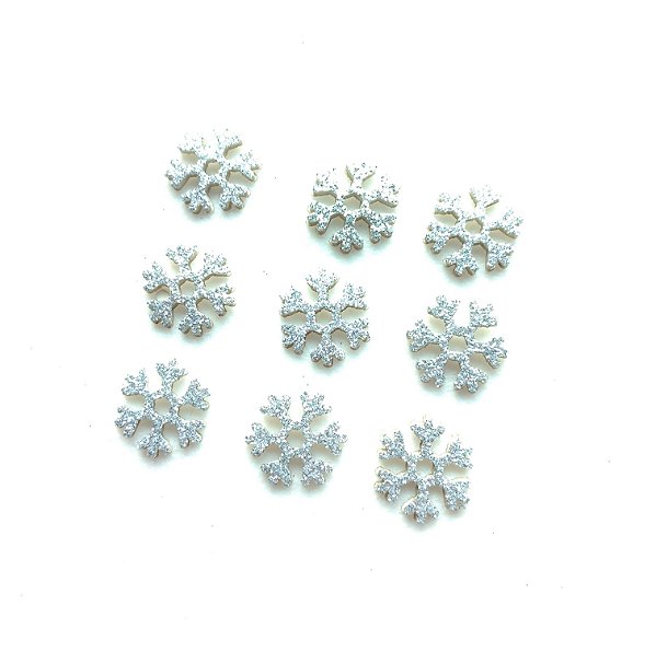 10 Adesivos Pet Floco Prata Natal