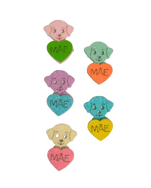 5 Adesivos Pet Dog Mãe Coração