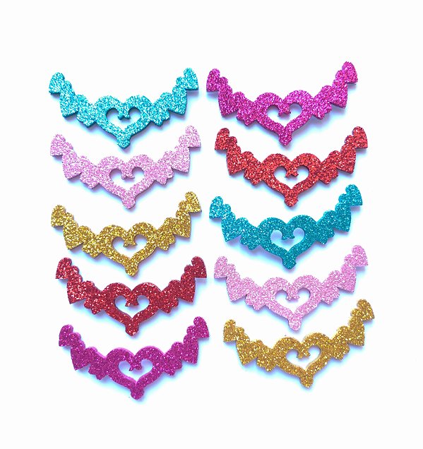 30 Adesivos Pet Tiara Coração Pingente