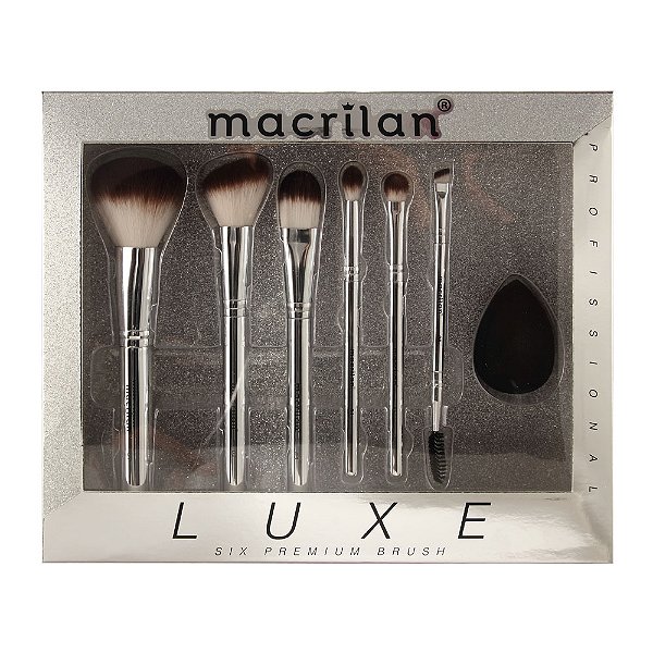 Kit Luxe 6 Pinceis E 1 Esponja Macrilan Ed002